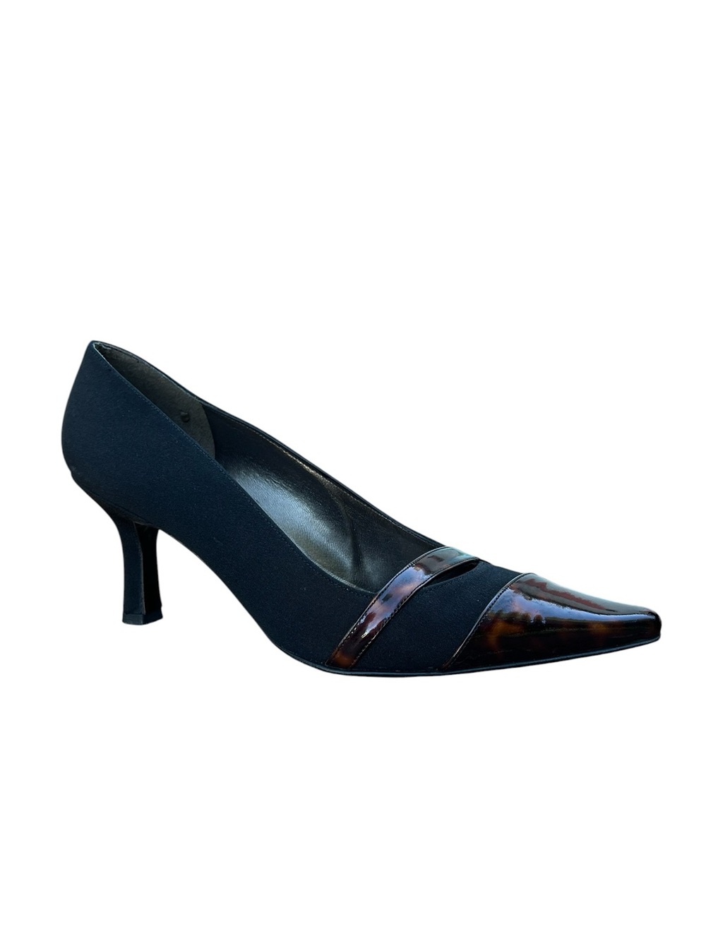 Women’s STUART WEITZMAN black kitten heel tortoiseshell toe accent EUC 6 vintage